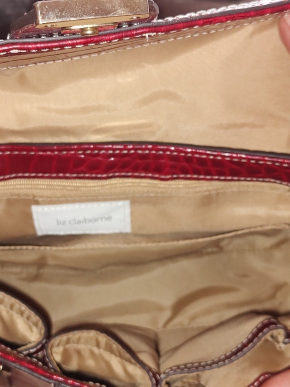 Liz Claiborne Burgundy Faux Croc Purse - Picture 5 of 6